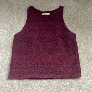 Hollister Tank top, red with pattern, Size medium but can fit a small